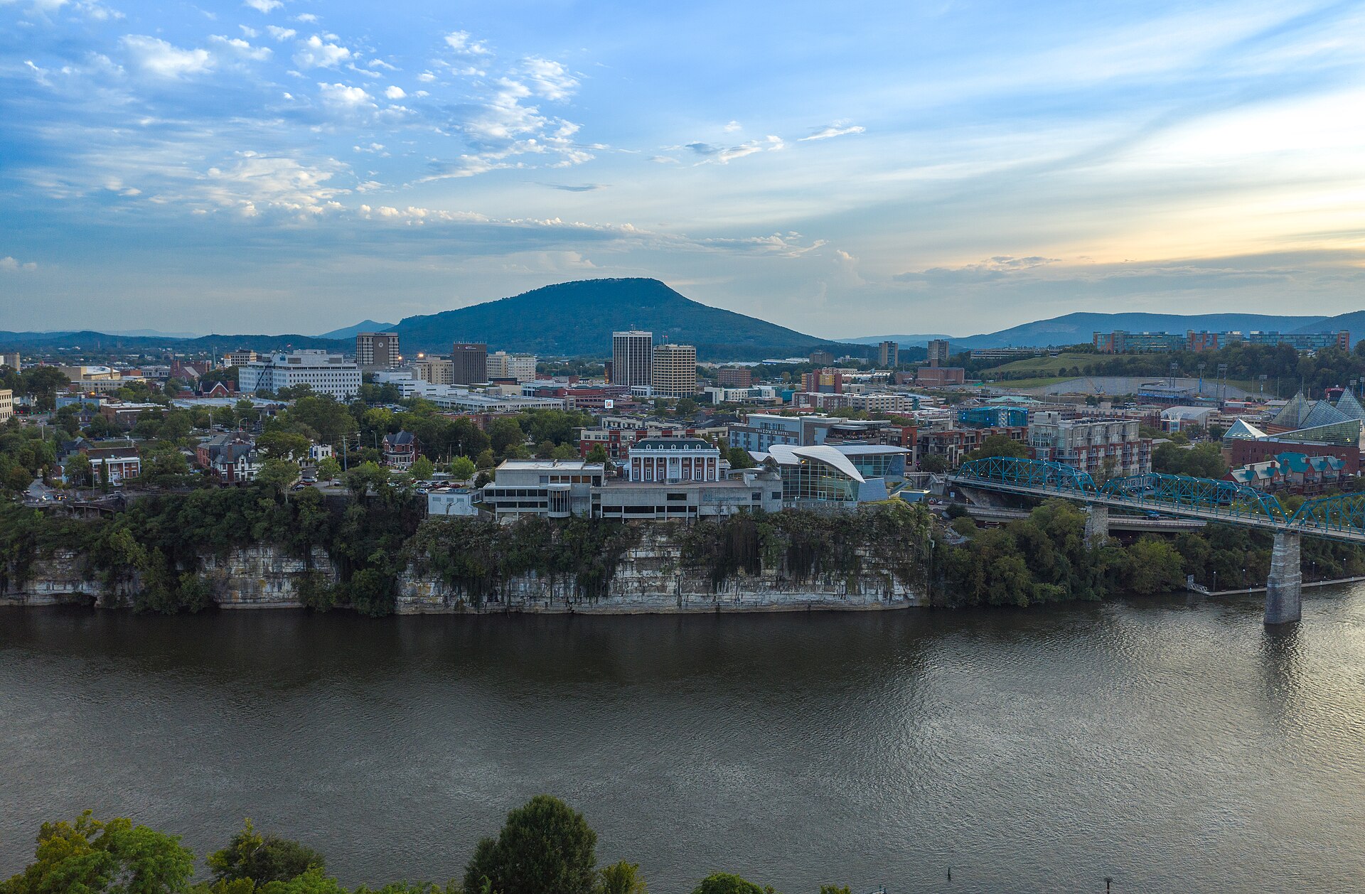 Downtown Chattanooga and Lookout Mountain seen across the Tennessee River